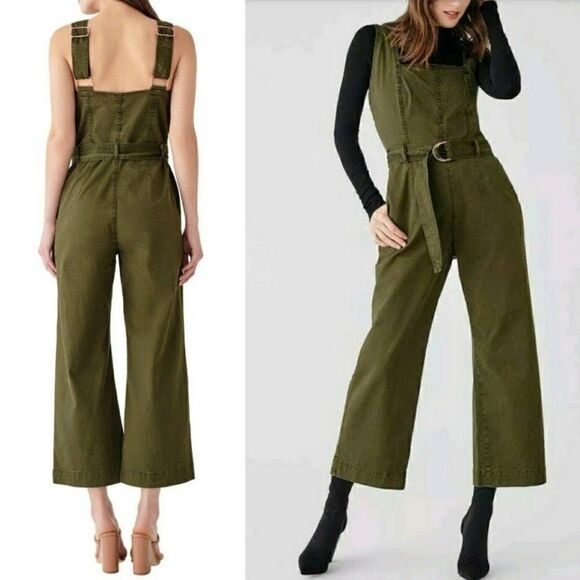 DL1961 Marianna Hewitt Hepburn Jumpsuit Tulare Cropped Wide Leg Denim Medium - Picture 1 of 14
